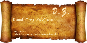 Domány Zádor névjegykártya